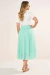 Conjunto Verde T-Shirt Com Pérolas E Saia Com Flores Godê Midi 400726 Fascinius - Via Karol I Moda Evangélica I Frete Grátis Estado de SP I Parcele até 6x