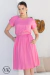 Vestido em Viscose Dobby Carini Rosa 966 Valentina Sirrah