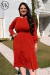 Vestido Midi em Malha Moletinho com Lastex Terracota - Via Karol