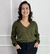 Blusa de Tricot Cropped com Bolsos Frontais Verde Militar