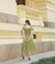 Vestido em Crepe Anarruga Monreale Verde 1027 Valentina Sirrah