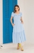 Vestido em Crepe Babados Drapeados Azul 1011 Valentina Sirrah