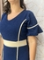 Vestido Justo com Babados em Malha Ana Ruga Azul Marinho VK - comprar online
