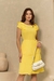 Vestido em Crepe com Babados Amarelo Castilho 1067 Valentina Sirrah