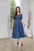 Vestido em Alfaiataria Godê Dumont Azul 1141 Valentina Sirrah