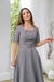 Vestido em Alfaiataria Godê Dumont Cinza 1142 Valentina Sirrah - Via Karol I Moda Evangélica I Frete Grátis Estado de SP I Parcele até 6x