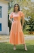 Vestido em Crepe Manga com Laços Salmão Areal 1100 Valentina Sirrah
