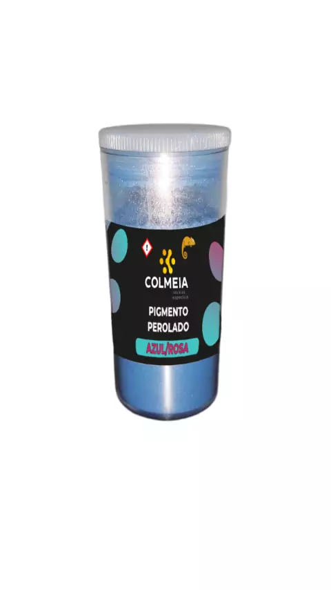 Pigmento em Pó Perolado p/ Resina Epóxi 10g - Azul Luz Rosa - Colmeia Resinas