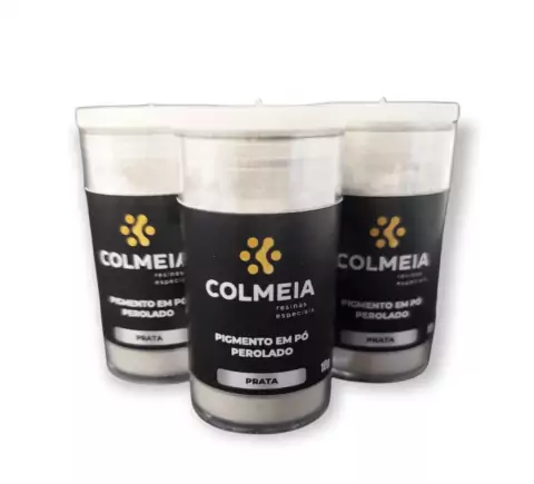 Pigmento em Pó Perolado p/ Resina Epóxi 10g - Prata - Colmeia Resinas