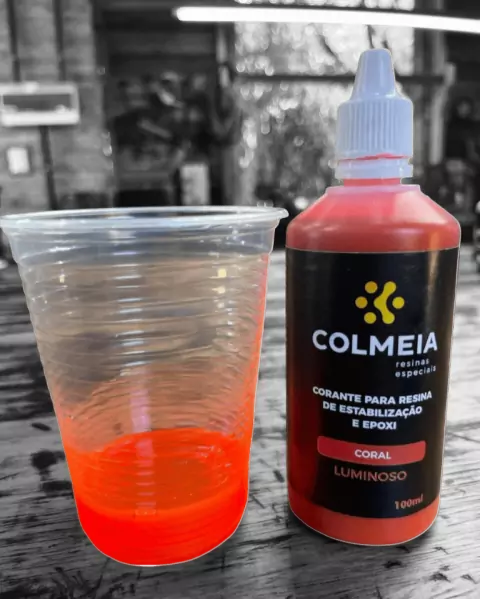 Corante p/ Aplicação em Resina 100ml - Coral Luminoso - Colmeia Resinas
