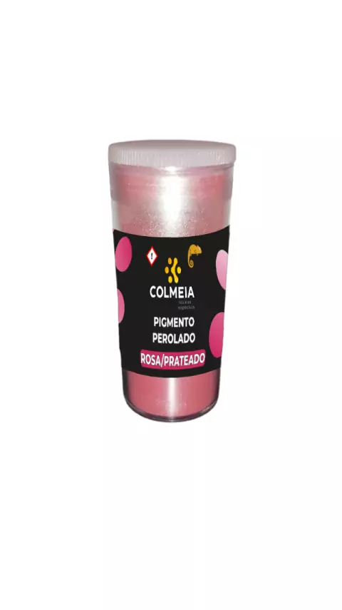 Pigmento em Pó Perolado p/ Resina Epóxi 10g - Rosa Luz Prata - Colmeia Resinas