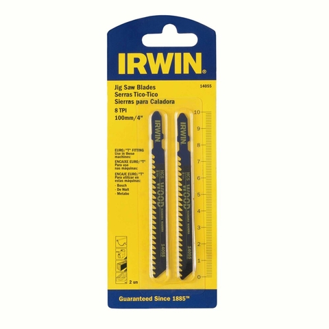 Lamina Serras Tico Tico para Madeira 2 Peças 8 dentes por pol 100mm - IRWIN 14055