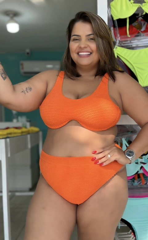 Conjunto Top Laranja Mônaco