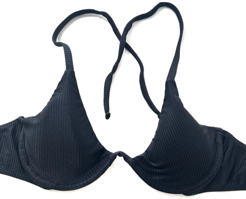 Top Aro V Preto Canelado