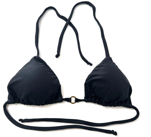 Top Cortininha Argola Preto Canelado