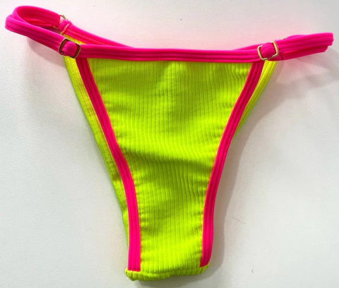 Calcinha Tiras Fivela Verde Canelado