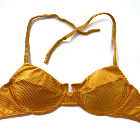 Top Meia Taça Amarelo Canelado