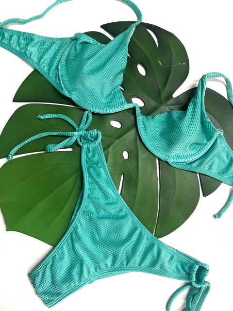 Conjunto Aro V Canelado Verde