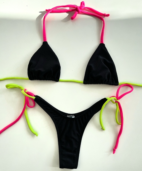 Conjunto Cortininha Preto Neon Canelado