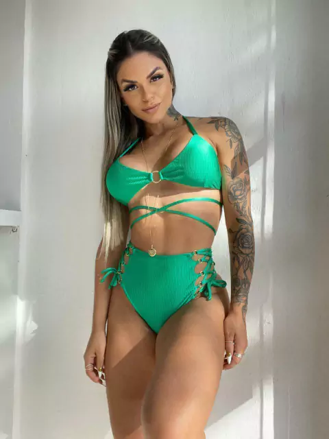Conjunto Argola Verde Canelado