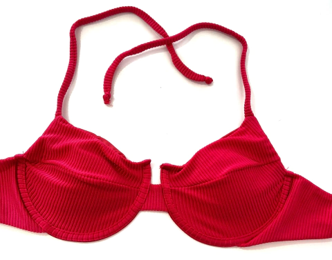 Top Meia Taça Vermelho Canelado