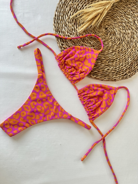 Conjunto Cortininha Dupla Face Rosa Estampado