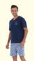 PIJAMA MANGA CURTA E SHORT EM ALGODÃO ESTAMPADO MAR