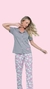 PIJAMA LONGO EM ALGODÃO E BOTÕES CORAÇÕES