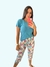 PIJAMA PESCADOR EM ALGODÃO AZUL FLORES
