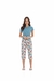 PIJAMA PESCADOR EM ALGODÃO AZUL FLORES - comprar online