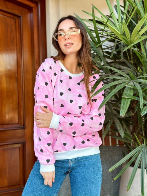 Buzo rustico cuello redondo engomado 042 (ruj056)