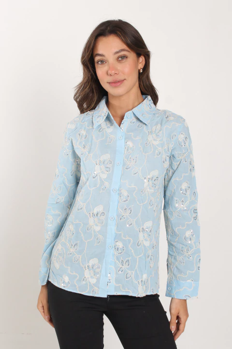 Camisa CYNDIA c/bordado lentejuelas (ru5195)
