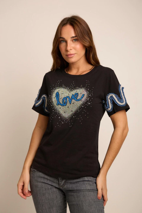 Remera DOMIMGO c/strass (ru7490) - comprar online