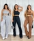 Conjunto Canelado Calça Flare e Cropped Frente Unica