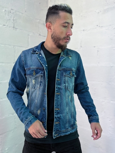 Jaqueta Jeans Escura Masculina Dgn