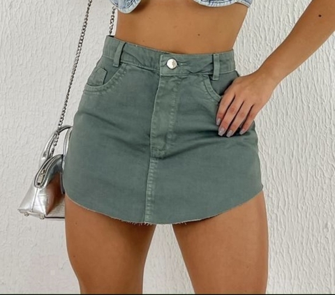Short Saia Jeans Verde