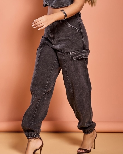 Calça Jogger Jeans Cargo Feminina Estonada - comprar online