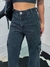 Calça Jeans Wide Leg Cargo Preta Estonada - loja online