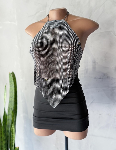 Cropped Frente Unica Triângulo de Strass Prata - comprar online