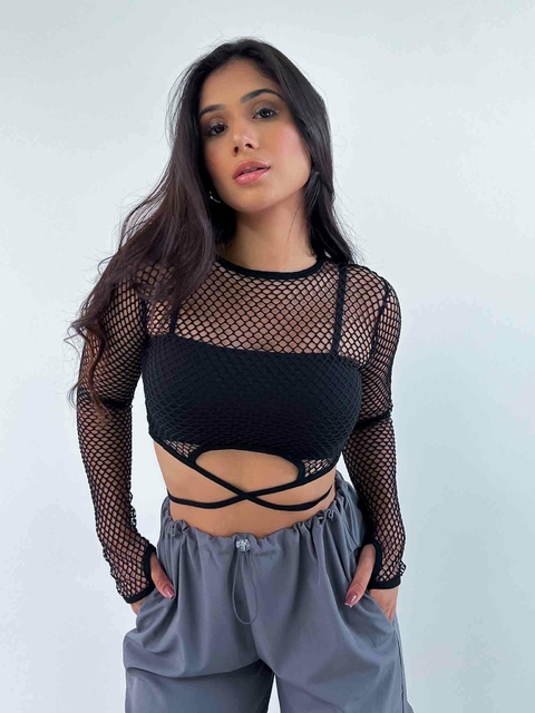 Cropped Arrastão Manga Longa