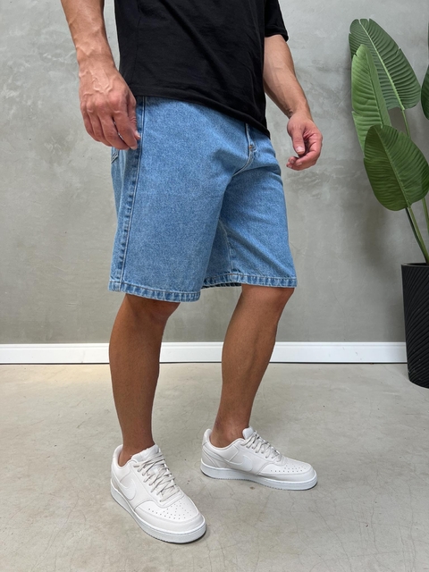 Bermuda Jeans Long com Bainha