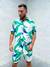 Conjunto Floral Branco/Verde Botão