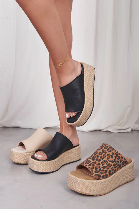 Sandalias Sofia - Cuero y rafia