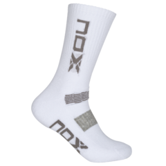 Meia Para Padel Cano Médio | NOX Branco - Cinza