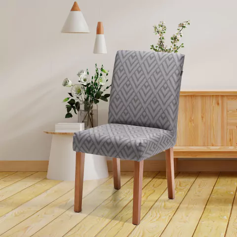 Capa De Cadeira De Jantar Em Lycra - Geométrico Taupe