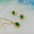 CONJUNTO OVAL VERDE CRAVEJADO EM ZIRCONIAS BANHADO A OURO 18K - comprar online