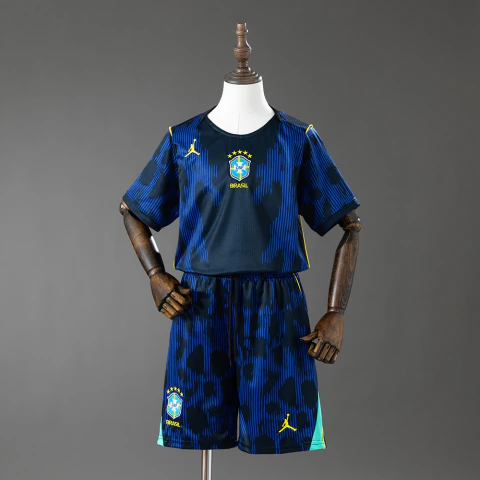 Conjunto Infantil Brasil Away Copa do Mundo 2026 - Azul