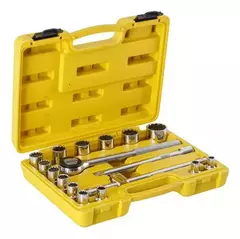 JOGO DE SOQUETES ESTRIADOS ENCAIXE 1/2" 17 PEÇAS TRAMONTINA COR AMARELO/CINZA - comprar online
