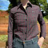 CAMISA FEMININA VERMELHA C/ PRETO- CAMPO E FÉ