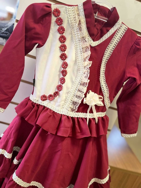 VESTIDO DE PRENDA BORDÔ- TAMANHO 4